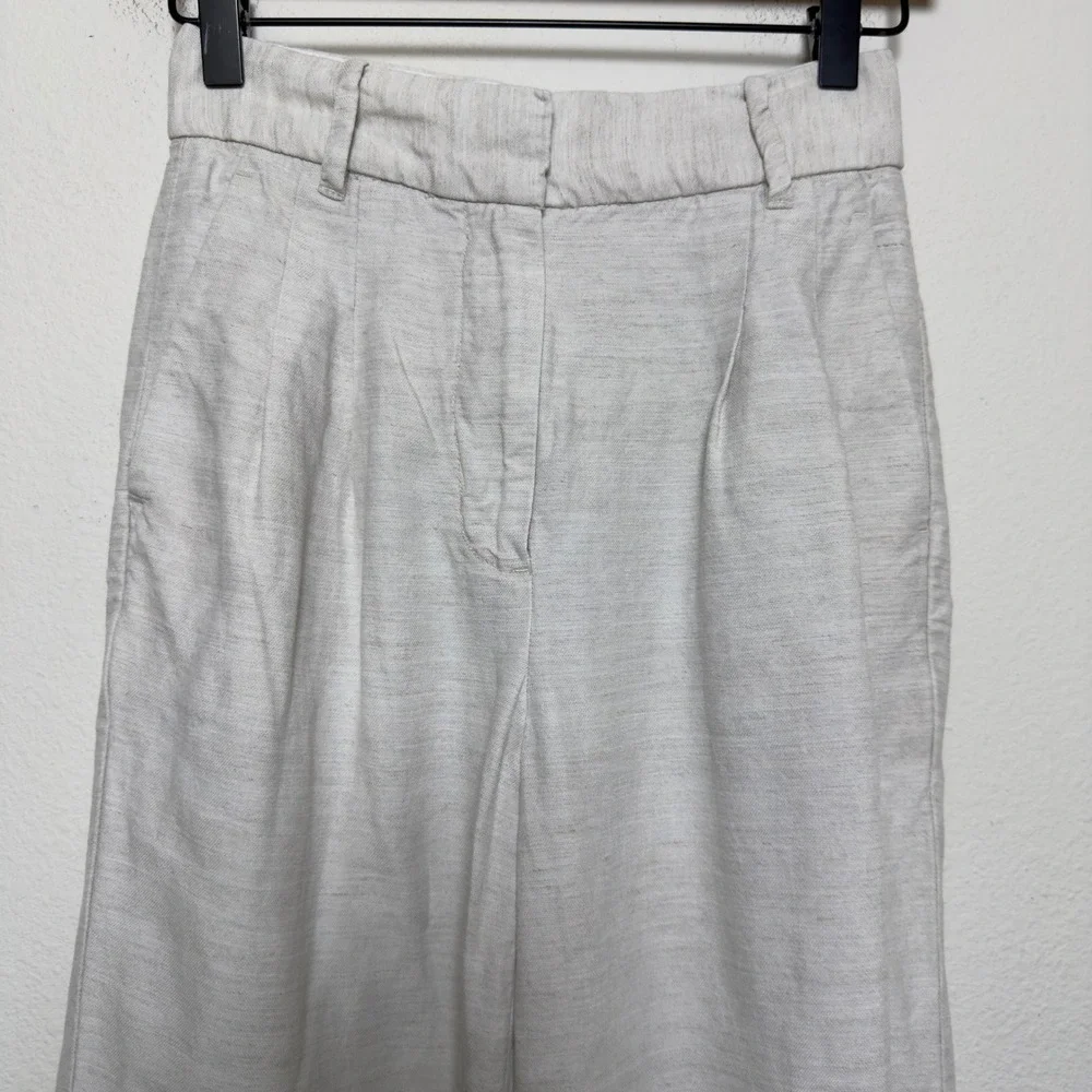 Aritzia Women Effortless Linen Trouser Pants 0 Wide Leg Beige High Rise Office